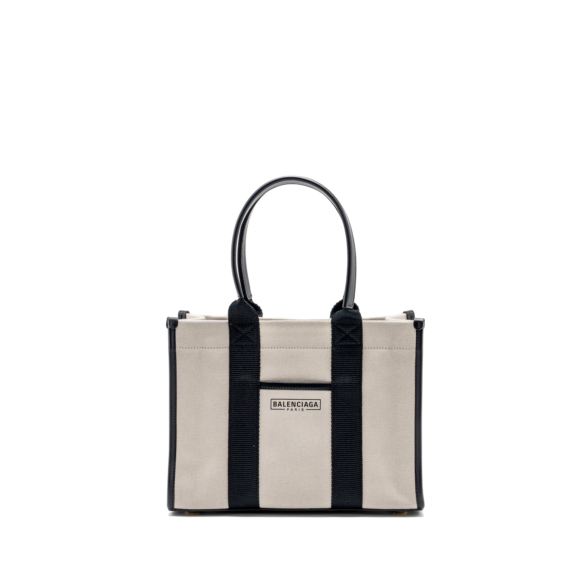 balenciaga-small-tote-bag-canvas-and-leather-black-white-ghw
