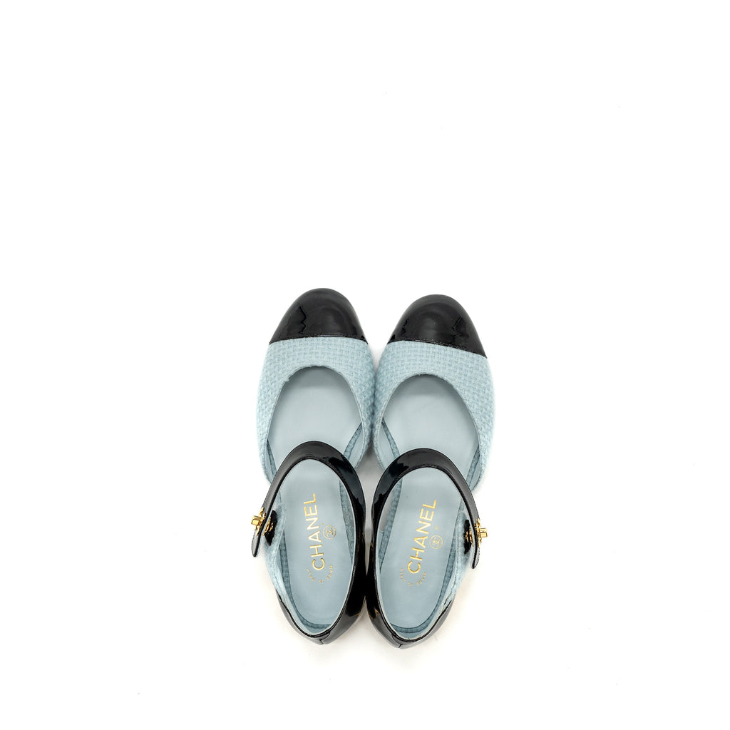 chanel-21k-size-38-ballerinas-flat-shoes-tweed-patent-calfskin-light-blue-black-ghw