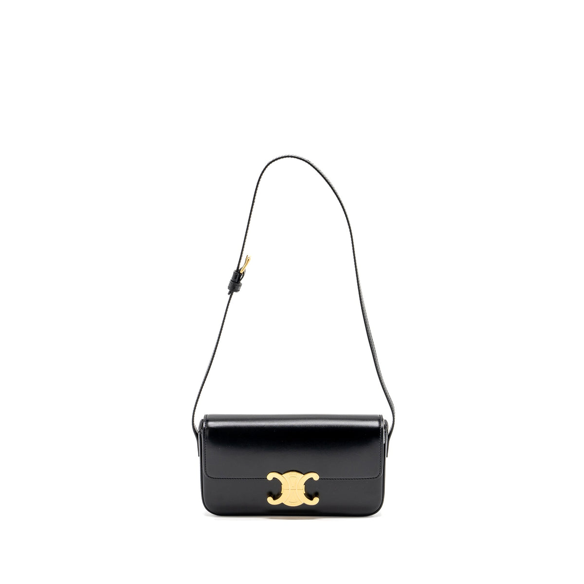 celine-triomphe-shoulder-bag-calfskin-black-ghw-1