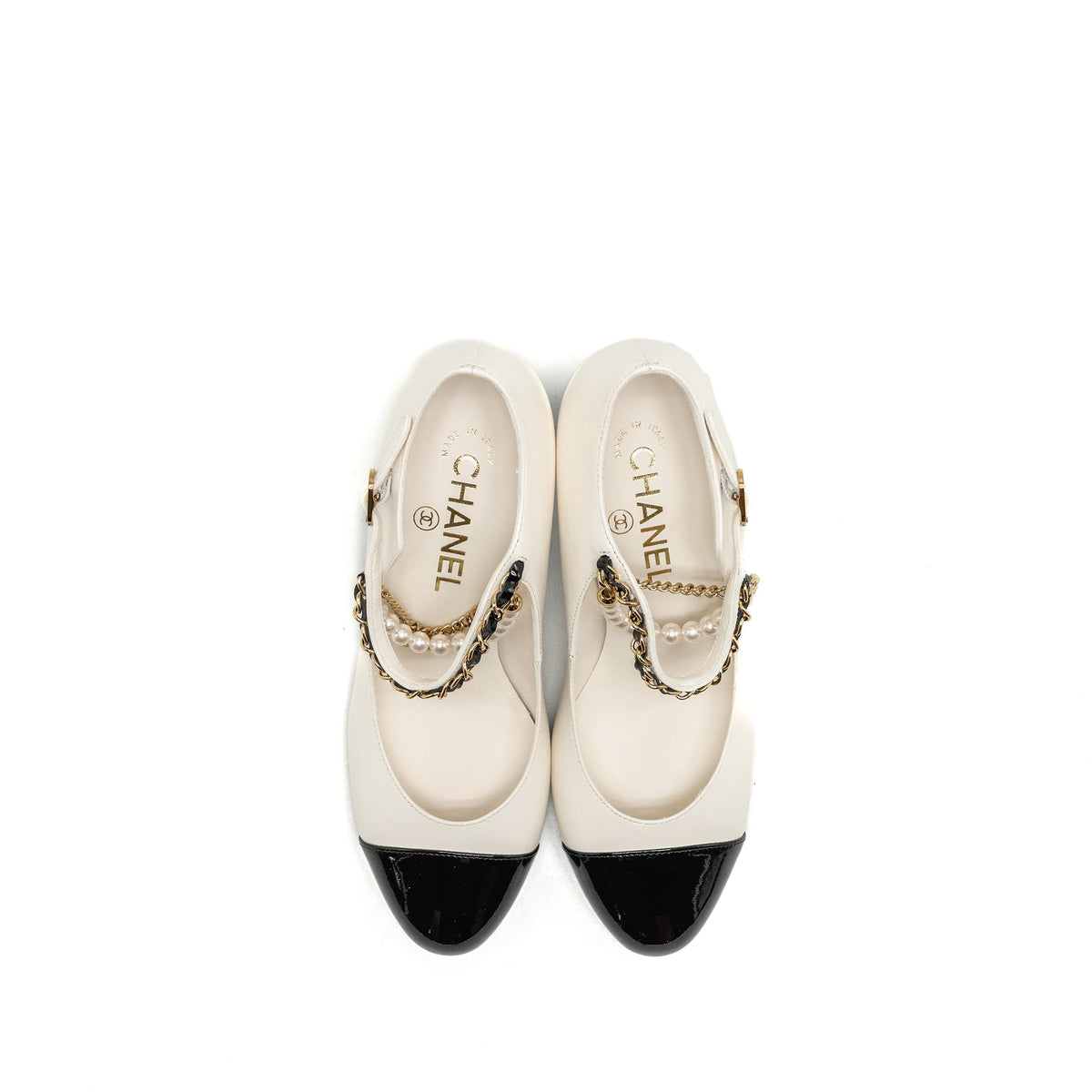 chanel-size-37c-mary-janes-heel-pumps-lambskin-patent-leather-white-black