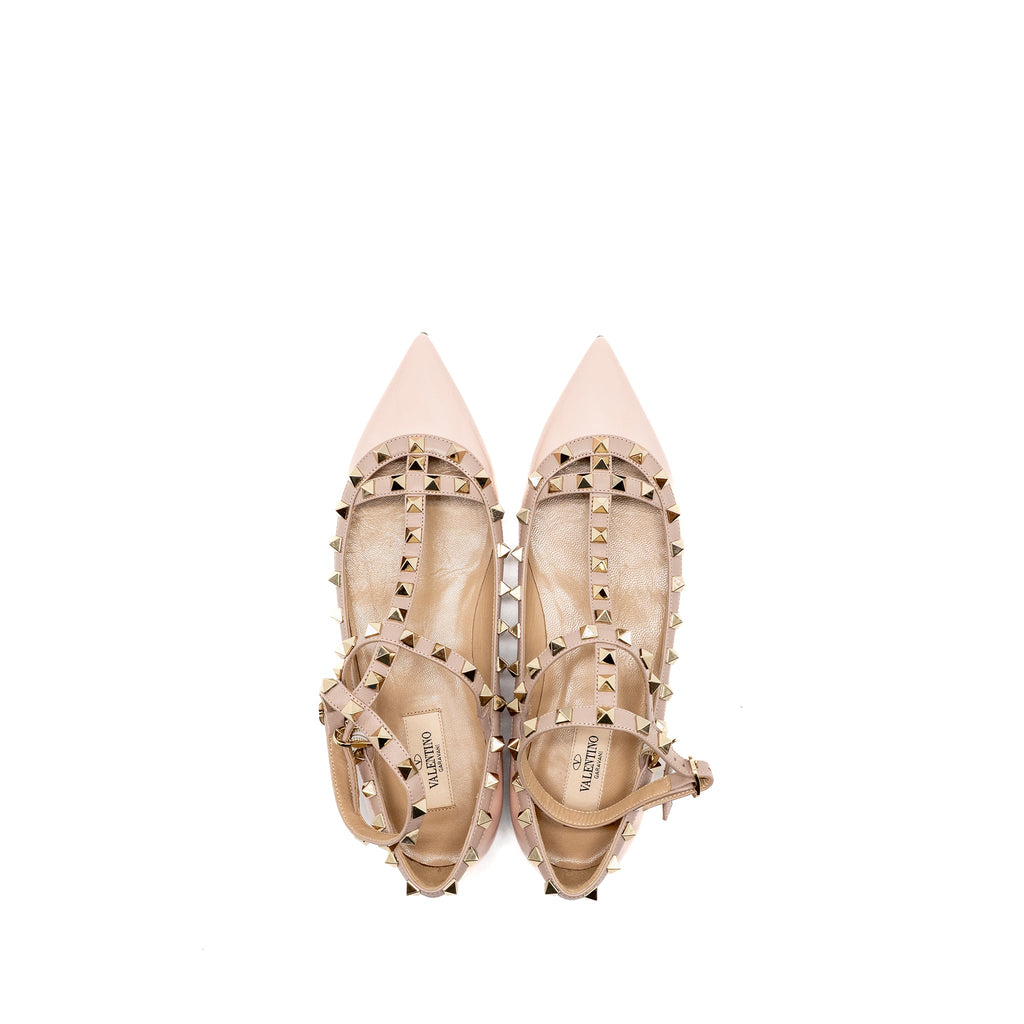 valentino-size-38-5-rockstud-caged-ballerina-flat-patent-napa-leather-rose-quartz-shw