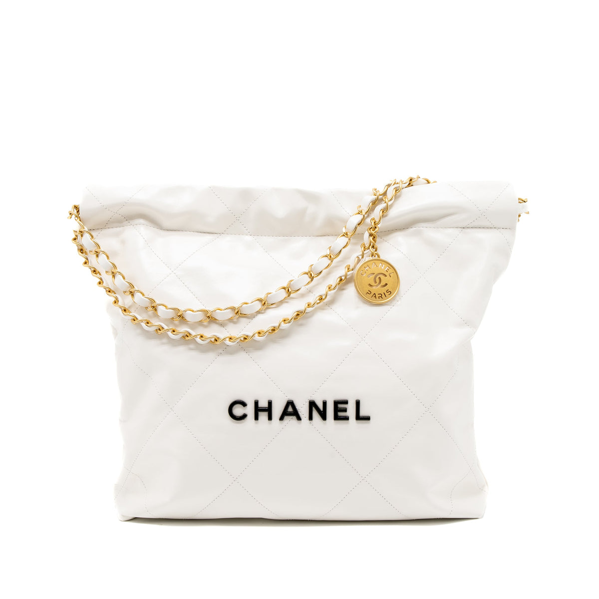 chanel-small-22-bag-black-letter-shiny-calfskin-white-brushed-ghwmicrochip