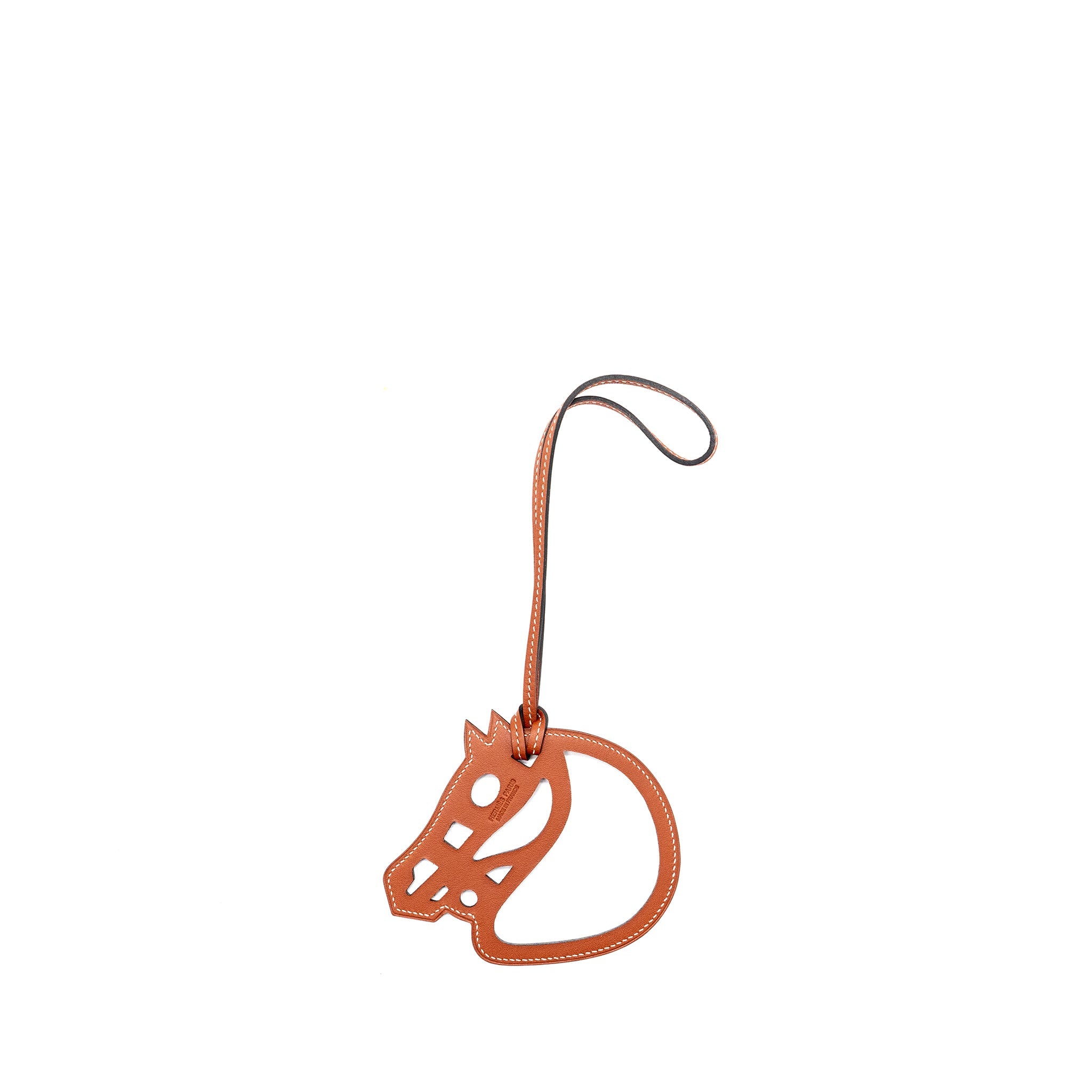 hermes-horse-head-leather-bag-charm-brown