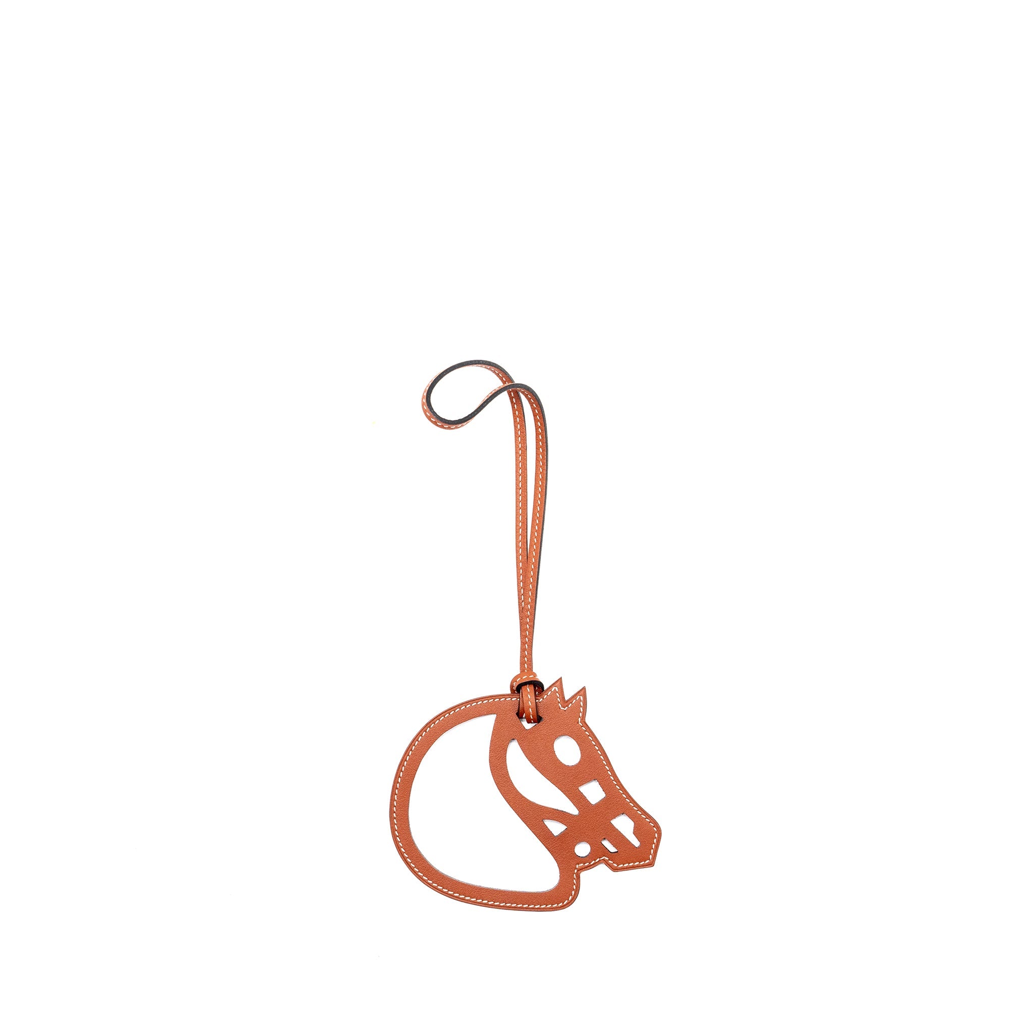 hermes-horse-head-leather-bag-charm-brown