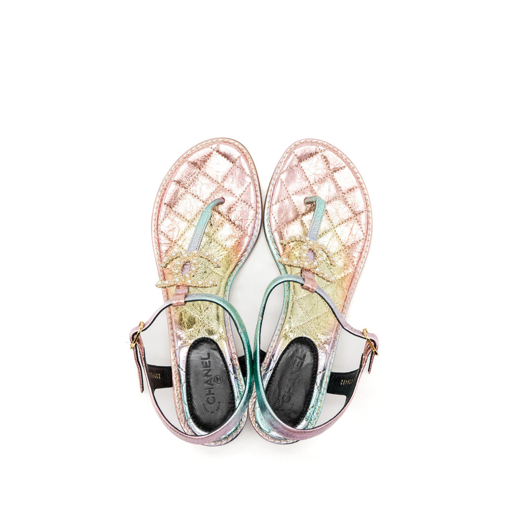 chanel-size-38-detailed-cc-logo-iridescent-leather-sandals