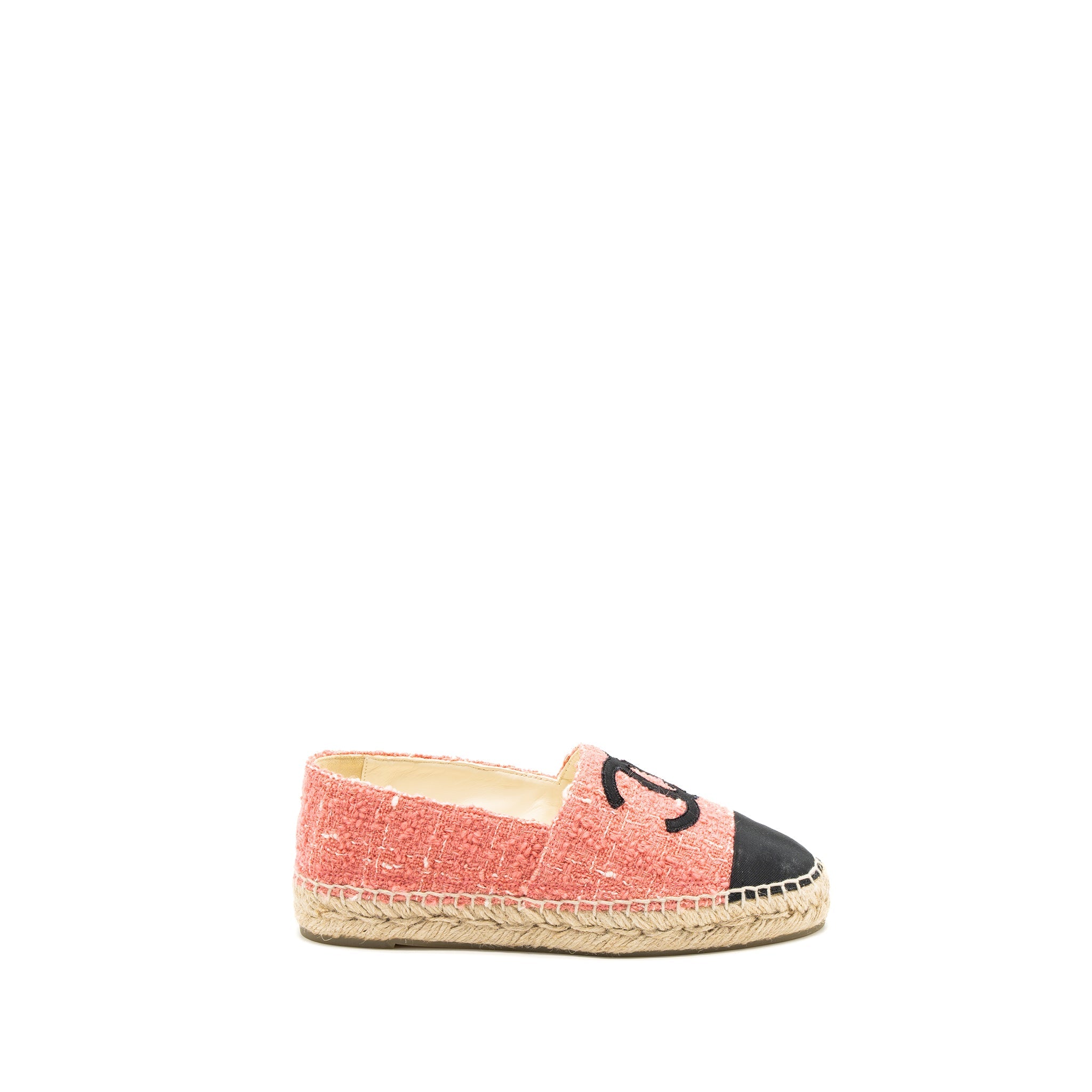 chanel-size-35-espadrilles-cotton-tweed-pink-black