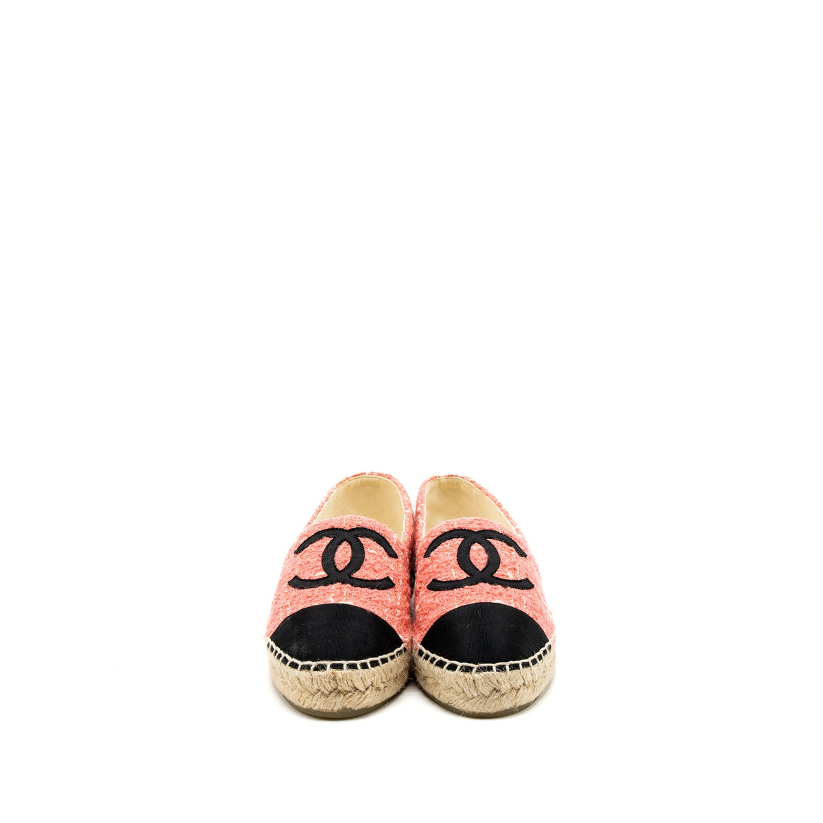 chanel-size-35-espadrilles-cotton-tweed-pink-black