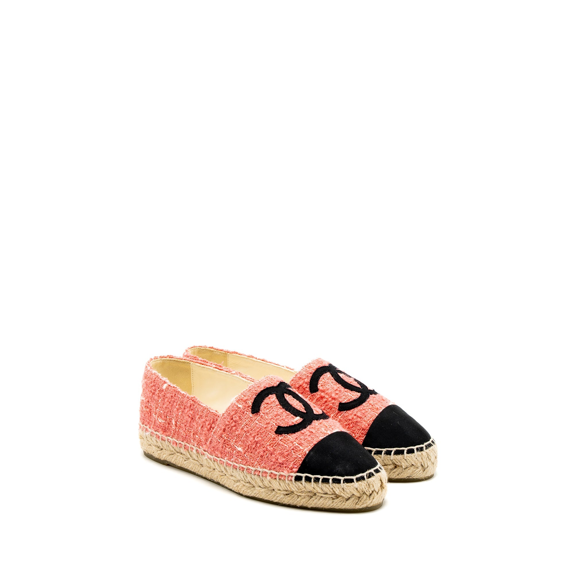 chanel-size-35-espadrilles-cotton-tweed-pink-black