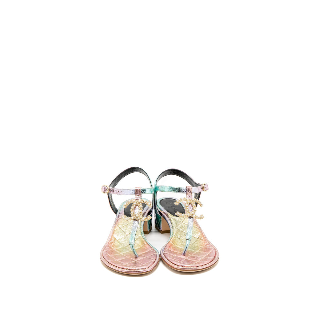 chanel-size-38-detailed-cc-logo-iridescent-leather-sandals