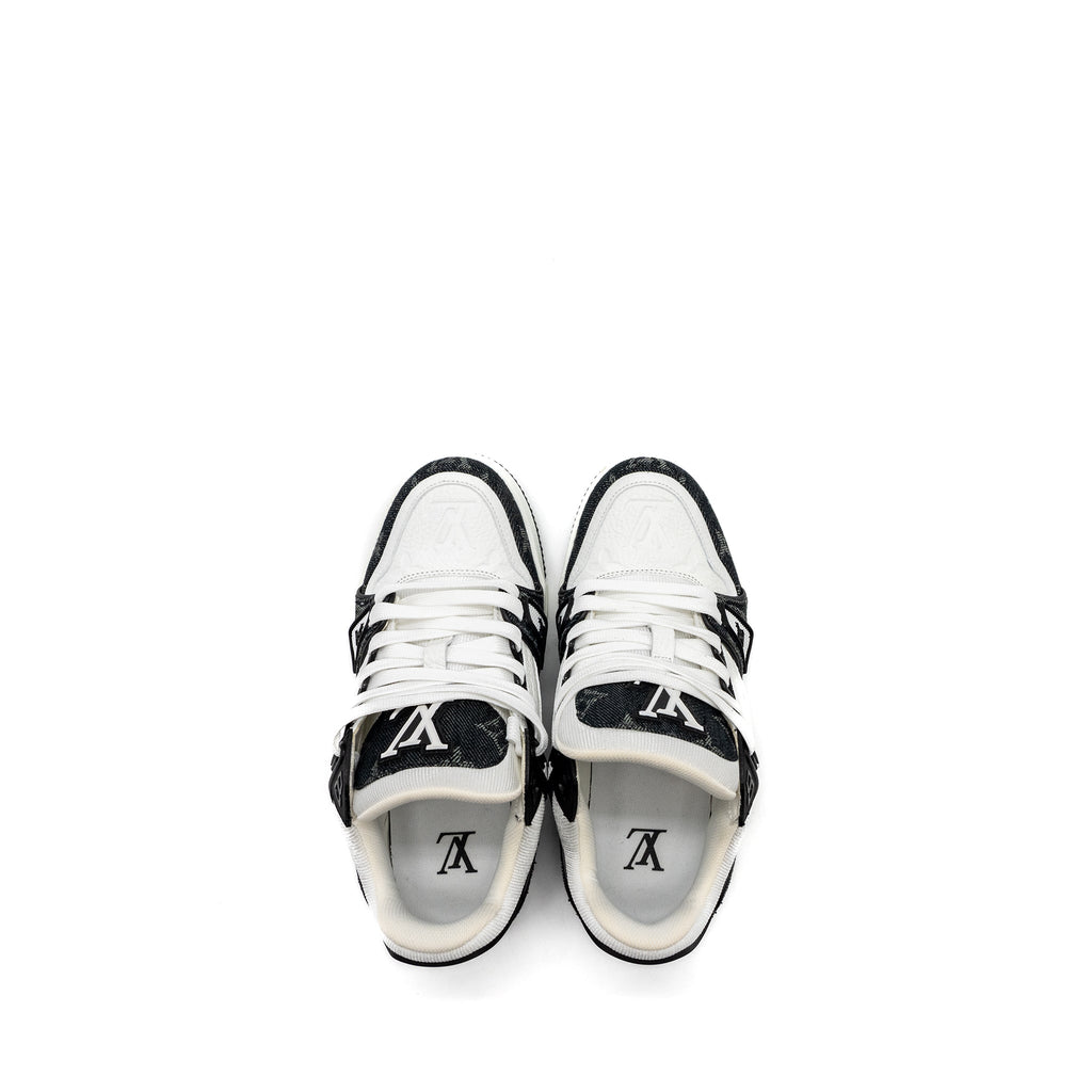 louis-vuitton-size-34-trainer-sneaker-monogram-denim-monogram-embossed-grained-calfskin-black
