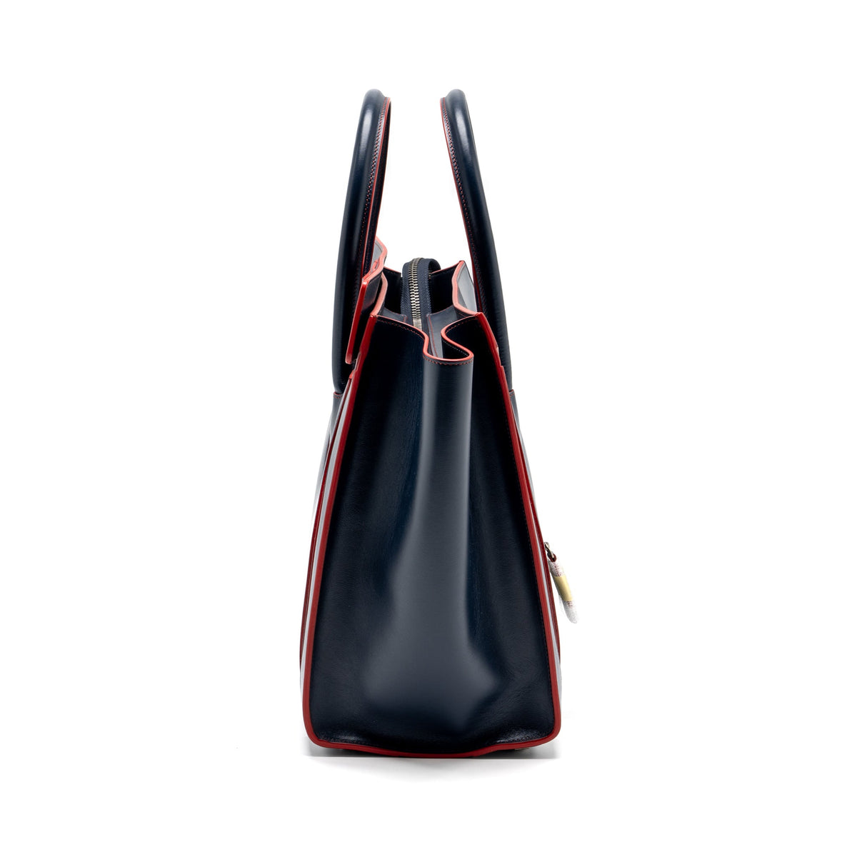 celine-luggage-tote-bag-calfskin-blue-red-shw
