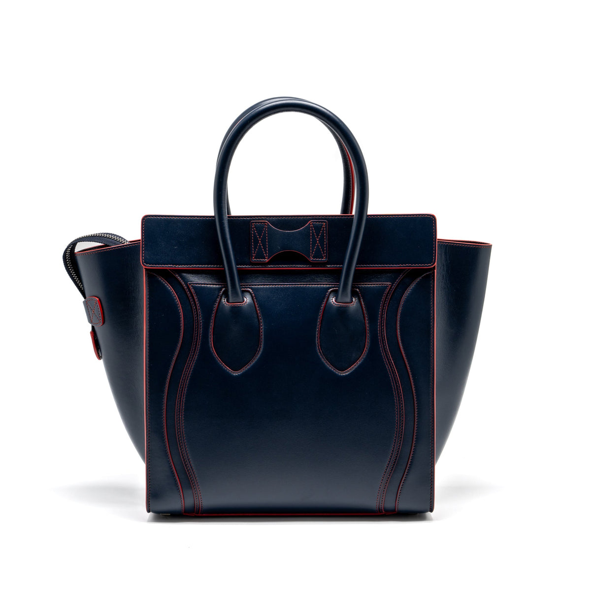 celine-luggage-tote-bag-calfskin-blue-red-shw