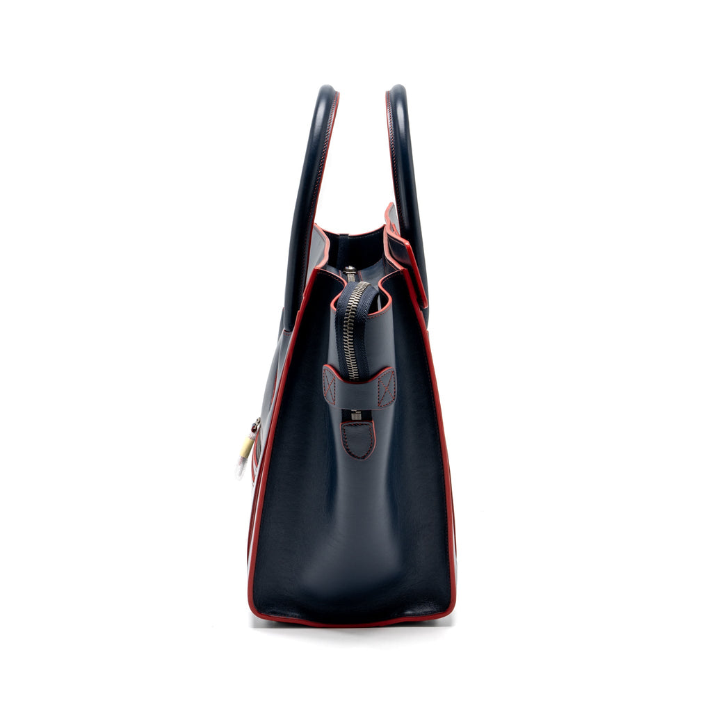 celine-luggage-tote-bag-calfskin-blue-red-shw