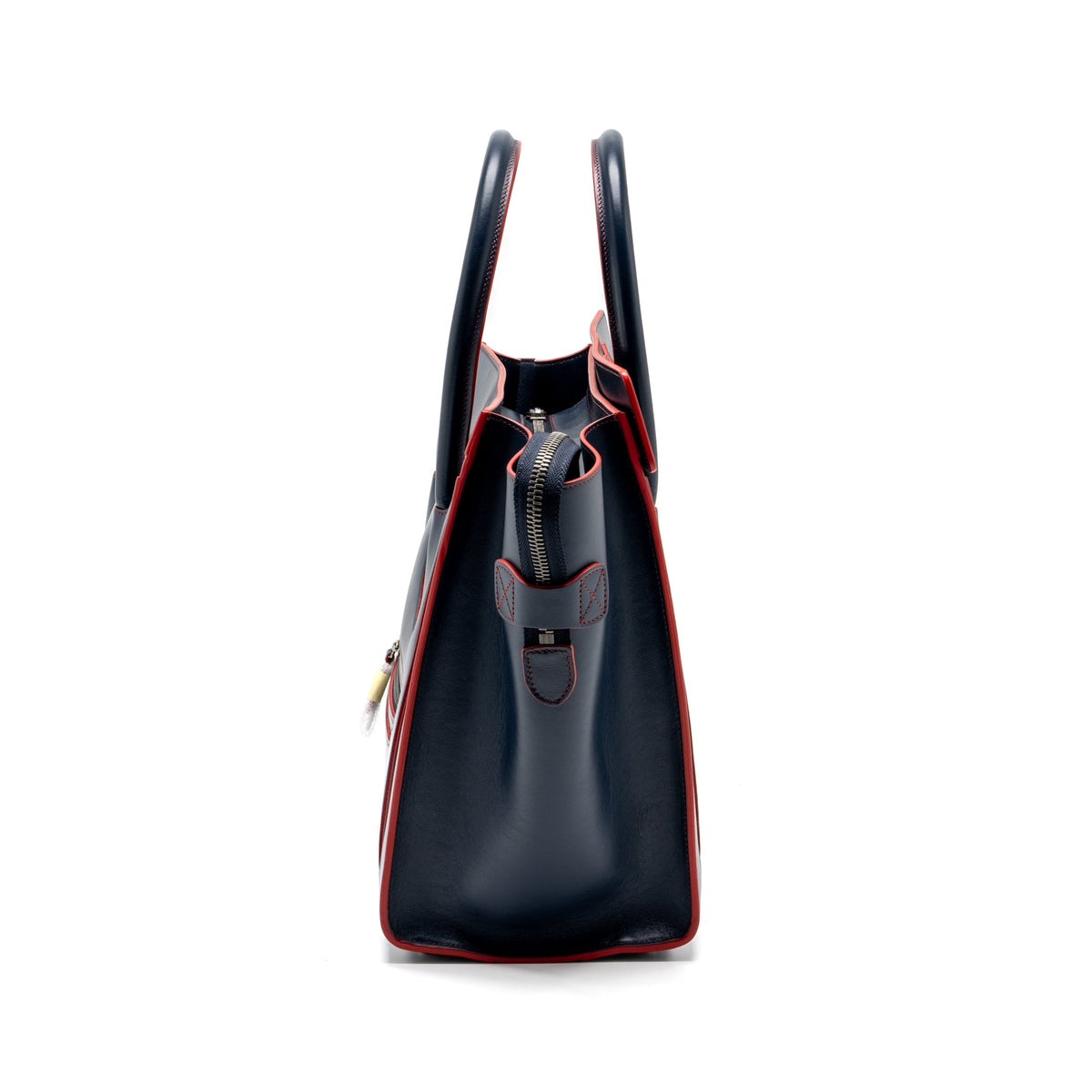 celine-luggage-tote-bag-calfskin-blue-red-shw