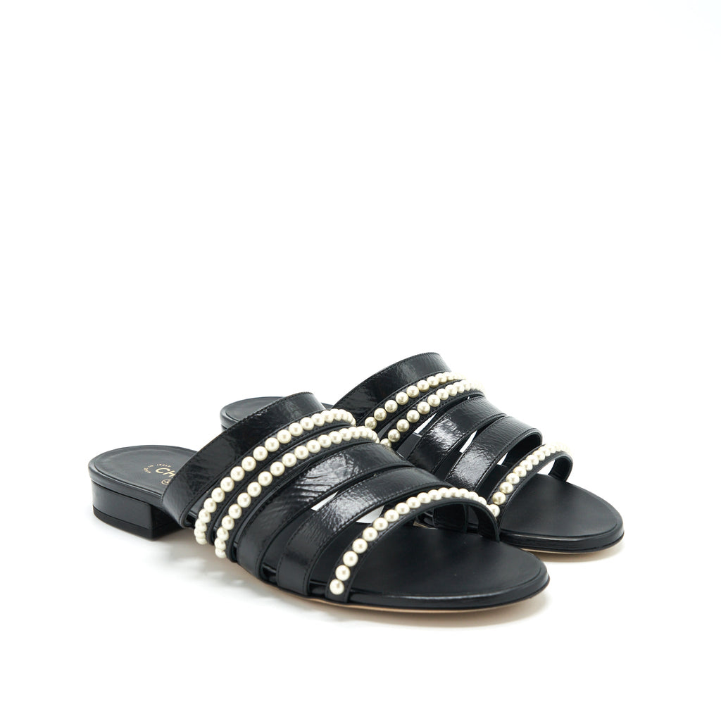 chanel-size-37-leather-and-pearl-sandal-black