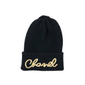 chanel-cashmere-beanie-black-with-gold-letters