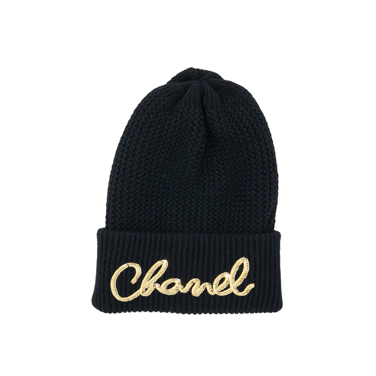 chanel-cashmere-beanie-black-with-gold-letters