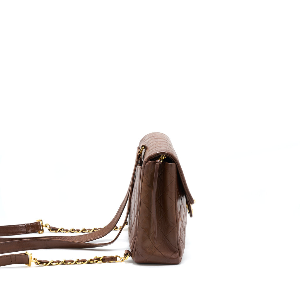 chanel-vintage-classic-timeless-backpack-lambskin-brown-ghw