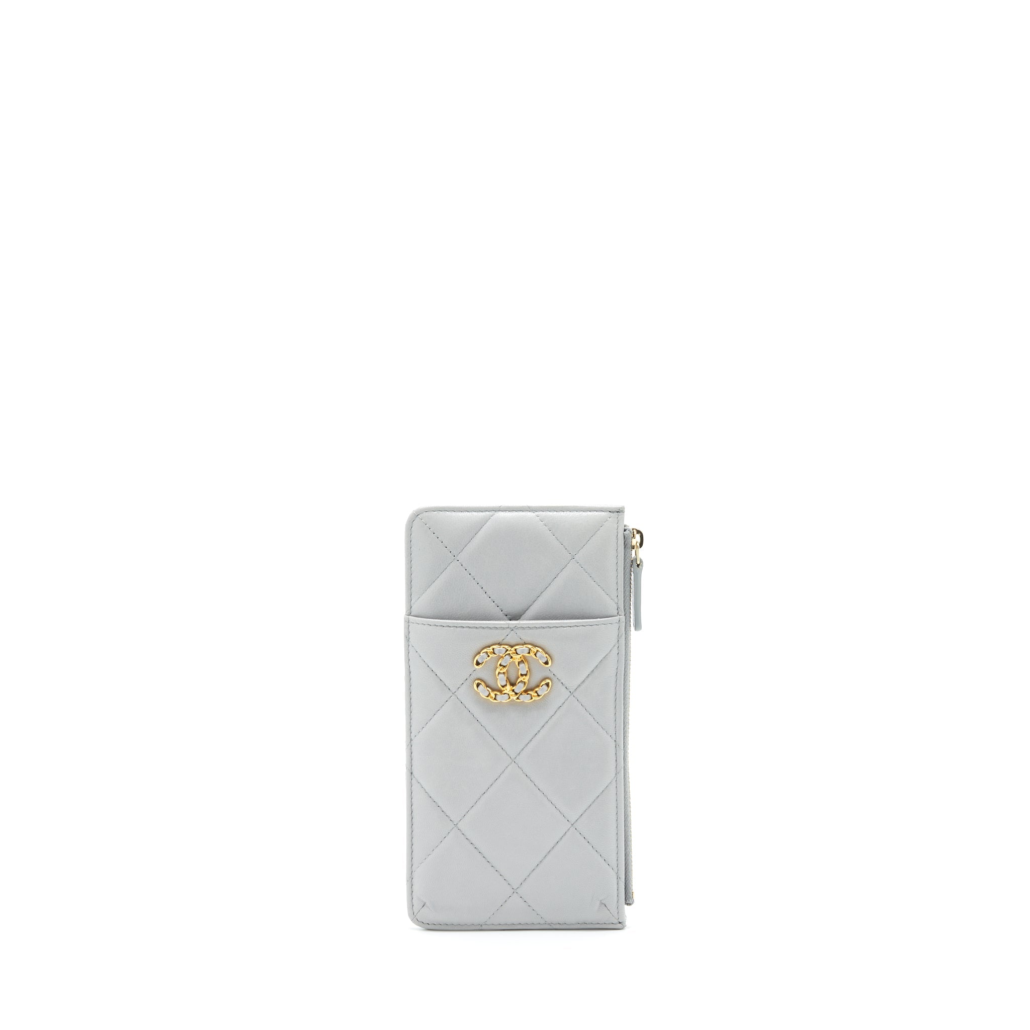 chanel-19-phone-and-card-holder-small-pouch-lambskin-grey-ghw