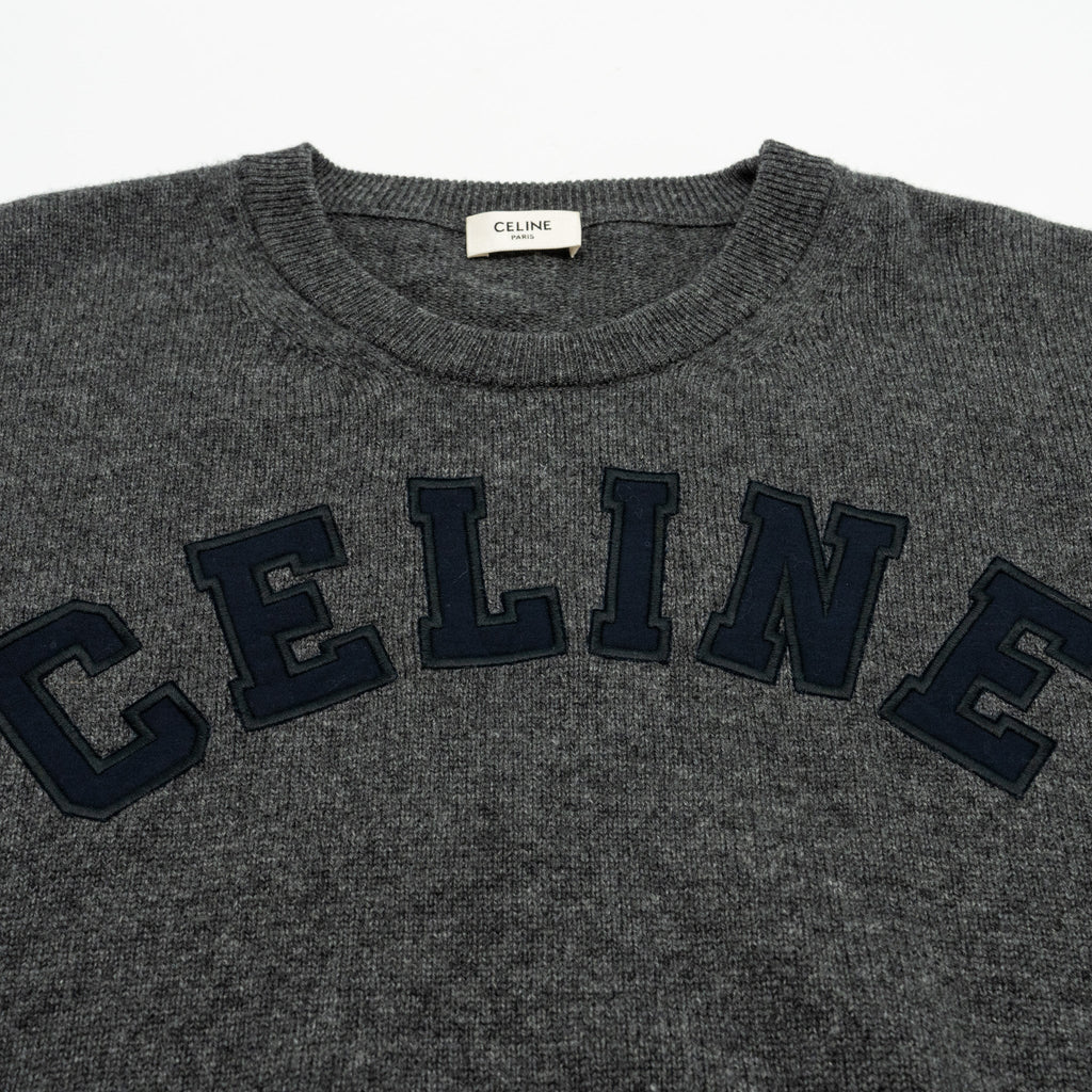 celine-size-l-graphic-print-crew-neck-sweater-wool-cashmere-dark-grey
