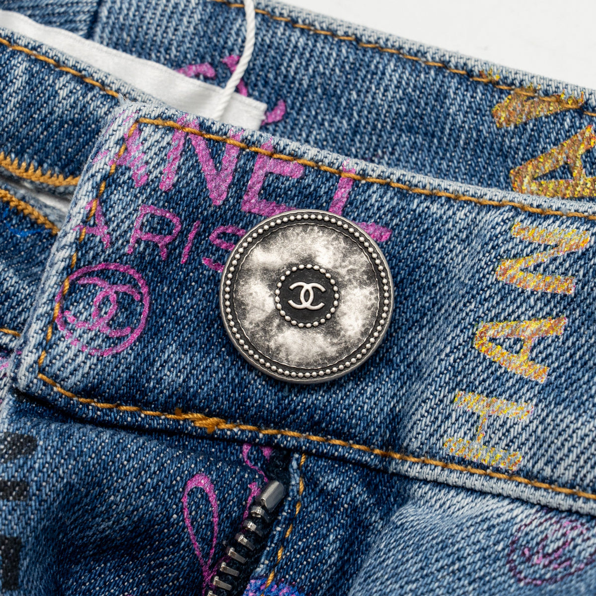 chanel-size-34-22p-letter-logo-print-straight-jeans-blue