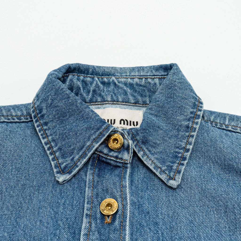 miu-miu-size-38-cropped-denim-shirt-with-logo-embroidered-cotton-denim-blue