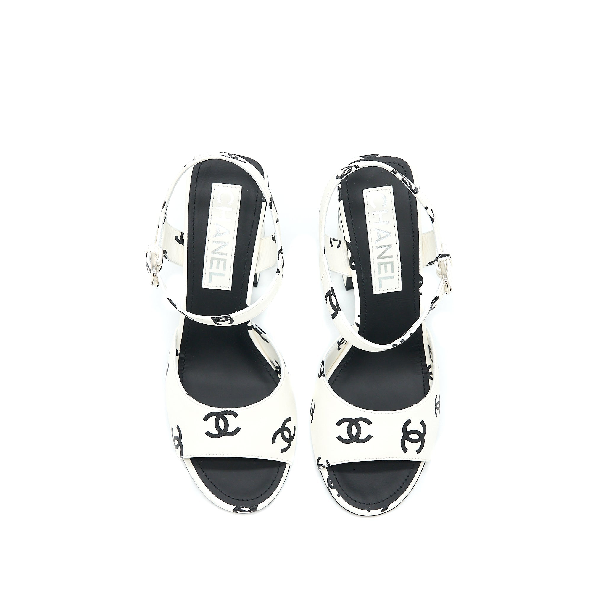 chanel-size-37-cc-logo-leather-sandal-black-white-shw