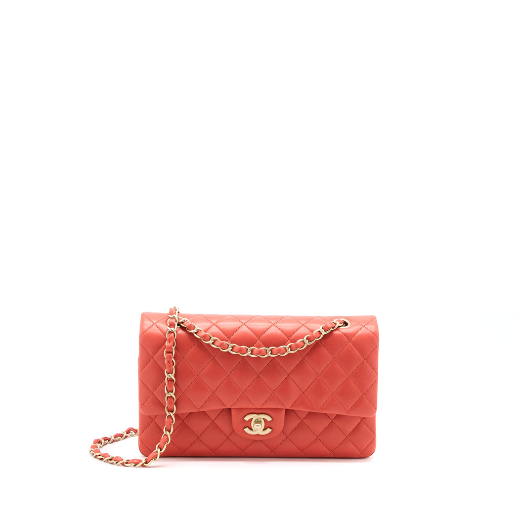 chanel-medium-classic-double-flap-bag-lambskin-coral-brushed-ghw
