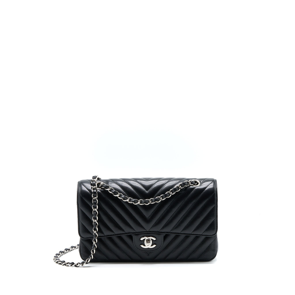 chanel-medium-classic-double-flap-bag-chevron-caviar-black-shw