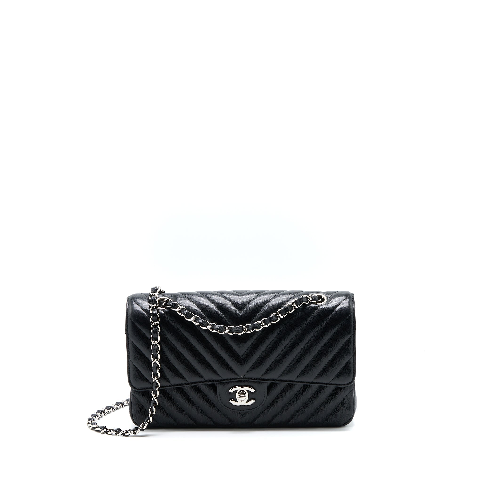 chanel-medium-classic-double-flap-bag-chevron-caviar-black-shw
