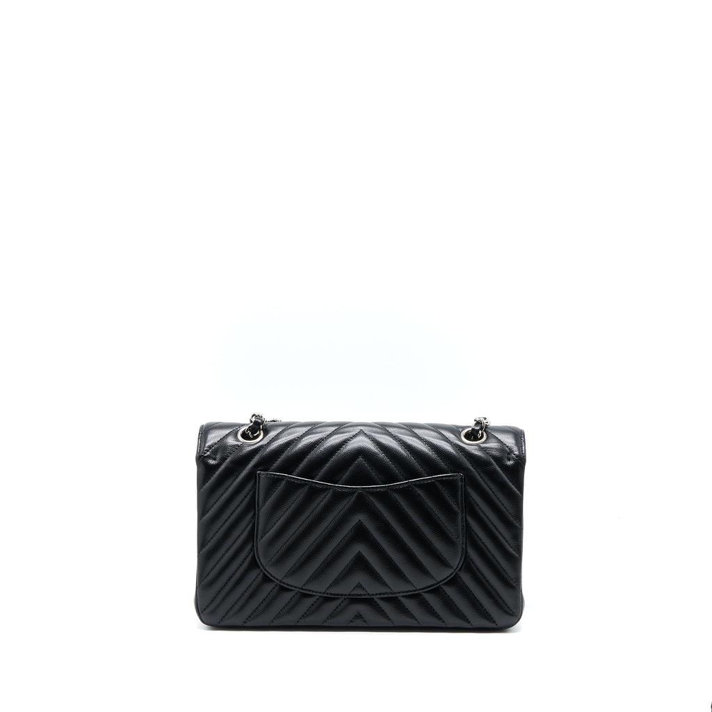 chanel-medium-classic-double-flap-bag-chevron-caviar-black-shw
