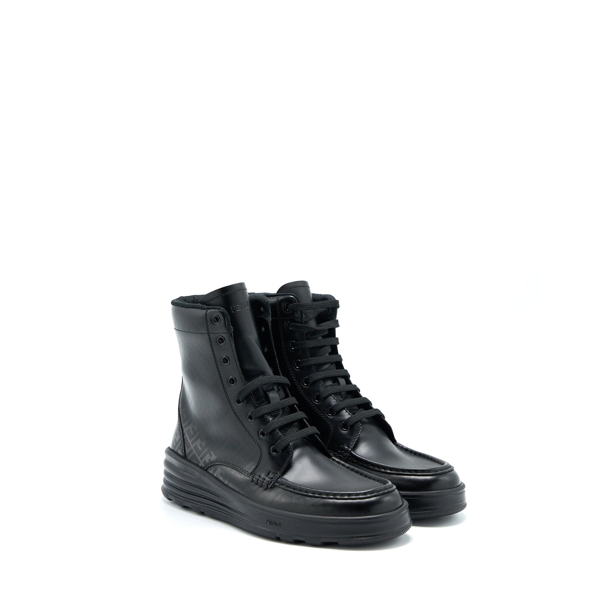 fendi-size-6-ff-print-boots-calfskin-black