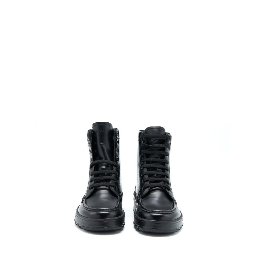 fendi-size-6-ff-print-boots-calfskin-black