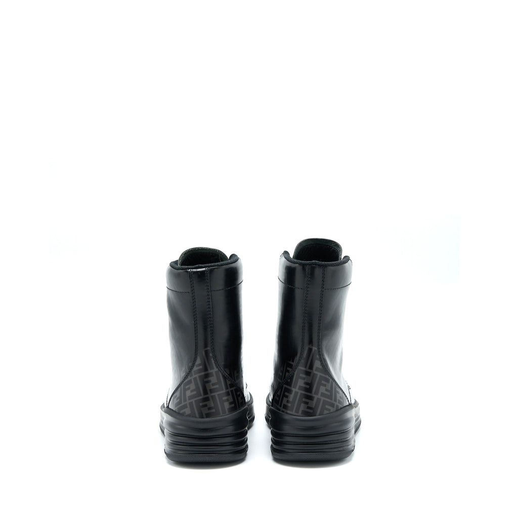 fendi-size-6-ff-print-boots-calfskin-black
