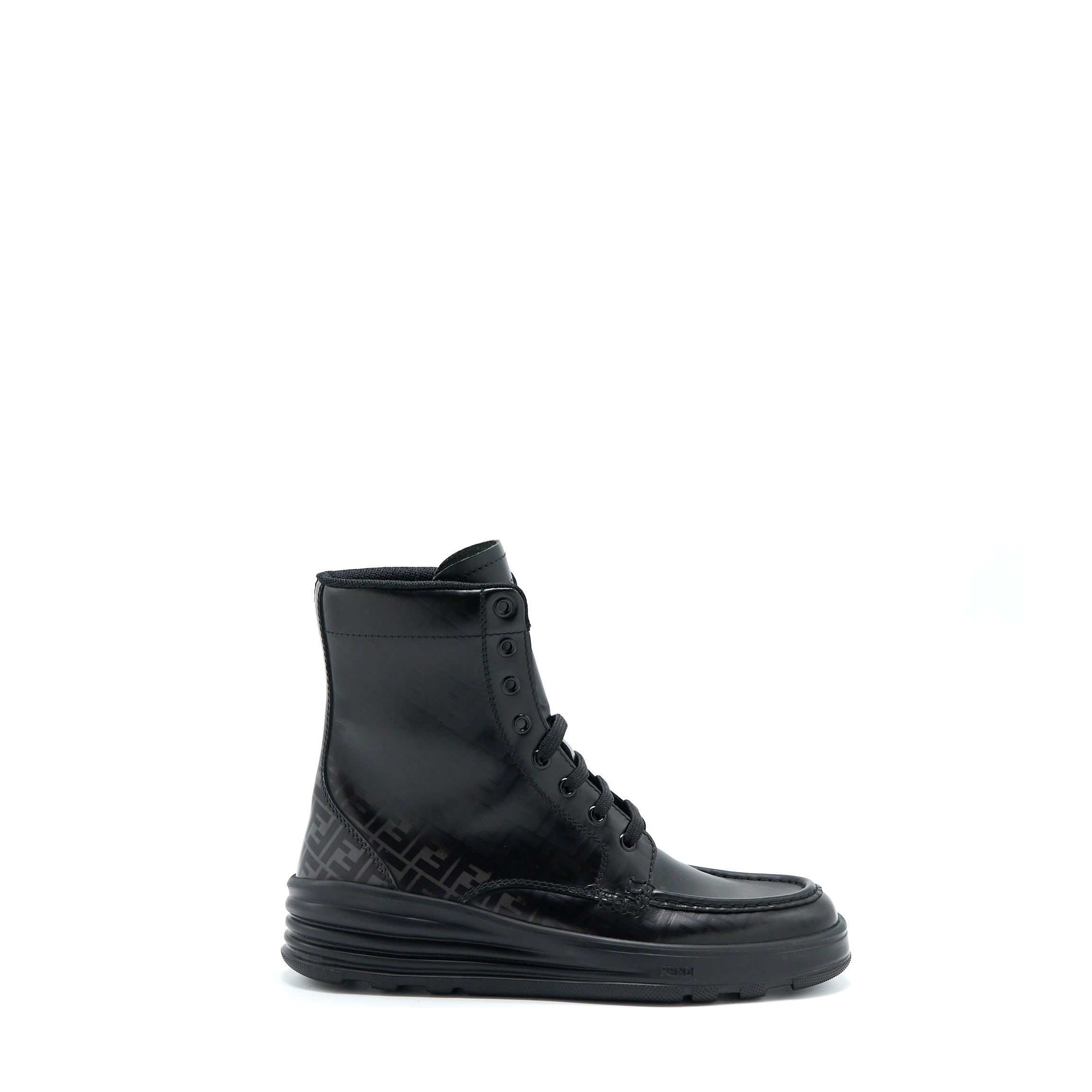 fendi-size-6-ff-print-boots-calfskin-black
