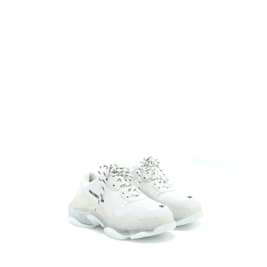 balenciaga-size-36-triple-s-sneakers-clear-sole-in-white-double-foam-mesh