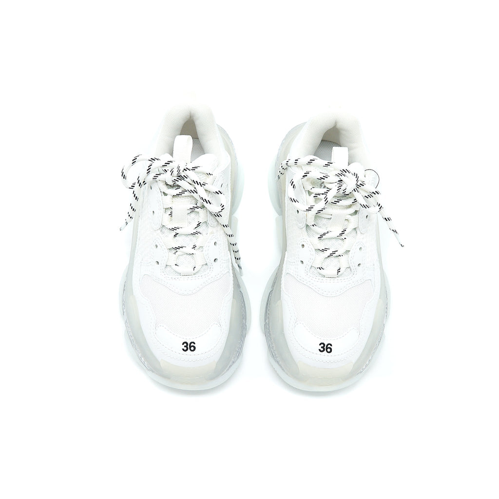 balenciaga-size-36-triple-s-sneakers-clear-sole-in-white-double-foam-mesh