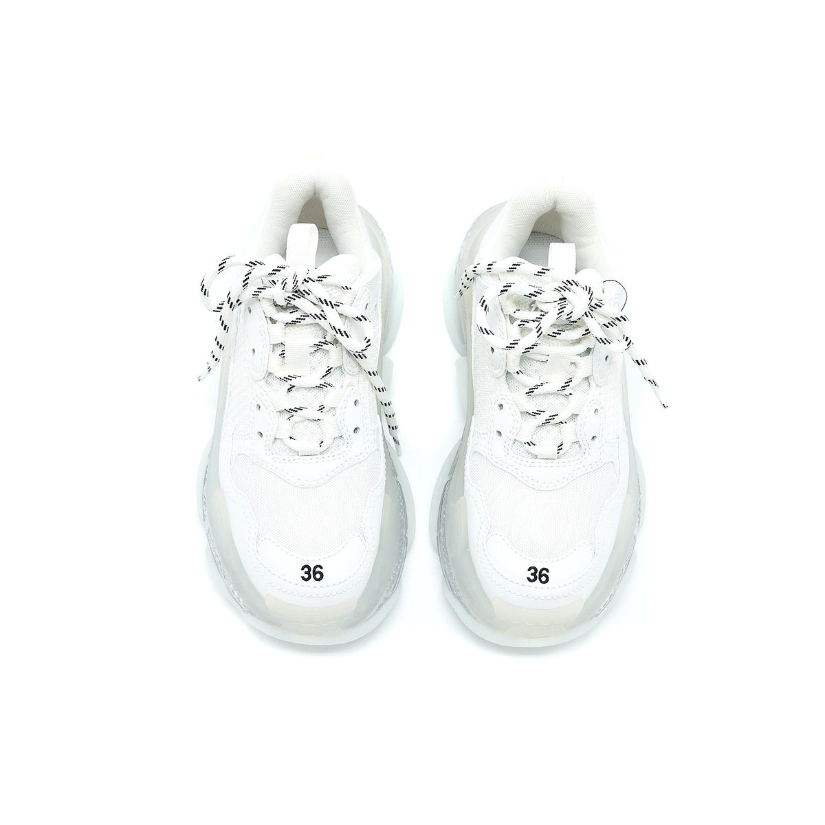 balenciaga-size-36-triple-s-sneakers-clear-sole-in-white-double-foam-mesh