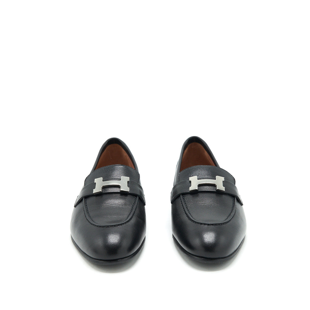 hermes-size-37-black-paris-fitted-loafer-shw
