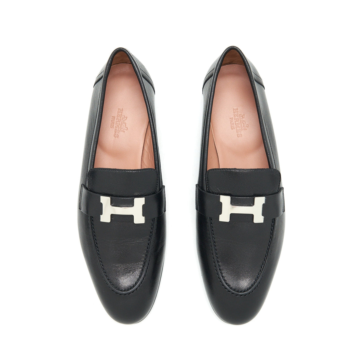 hermes-size-37-black-paris-fitted-loafer-shw