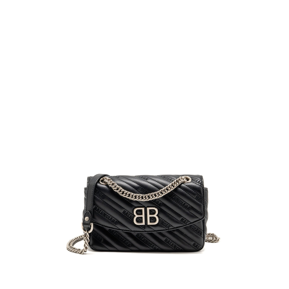 balenciaga-bb-m-chain-shoulder-bag-logo-matelasse-calfskin-black-shw