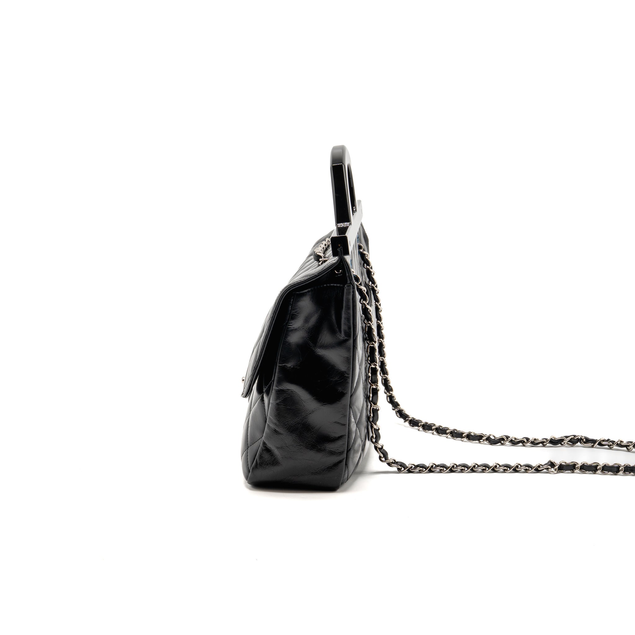 chanel-quilted-small-cc-delivery-flap-bag-glazed-calfskin-black-shw