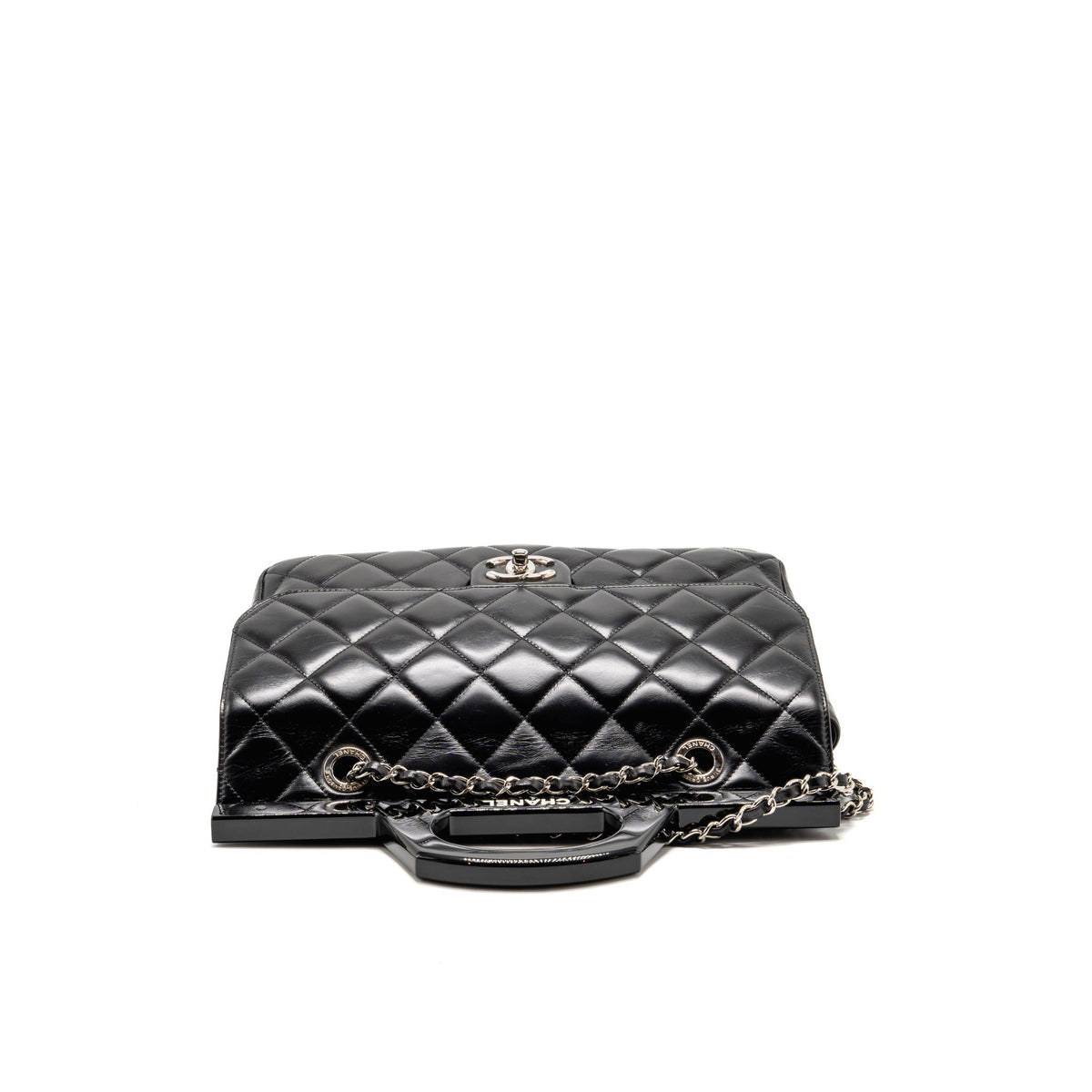 chanel-quilted-small-cc-delivery-flap-bag-glazed-calfskin-black-shw