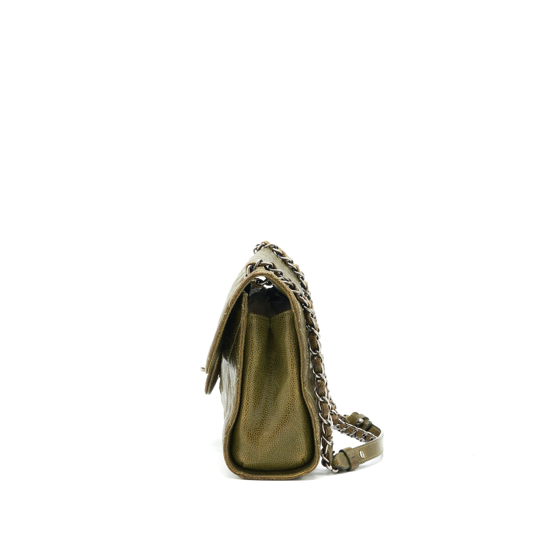 chanel-quilted-grained-calfskin-bag-olive-green-ruthenium-hardware