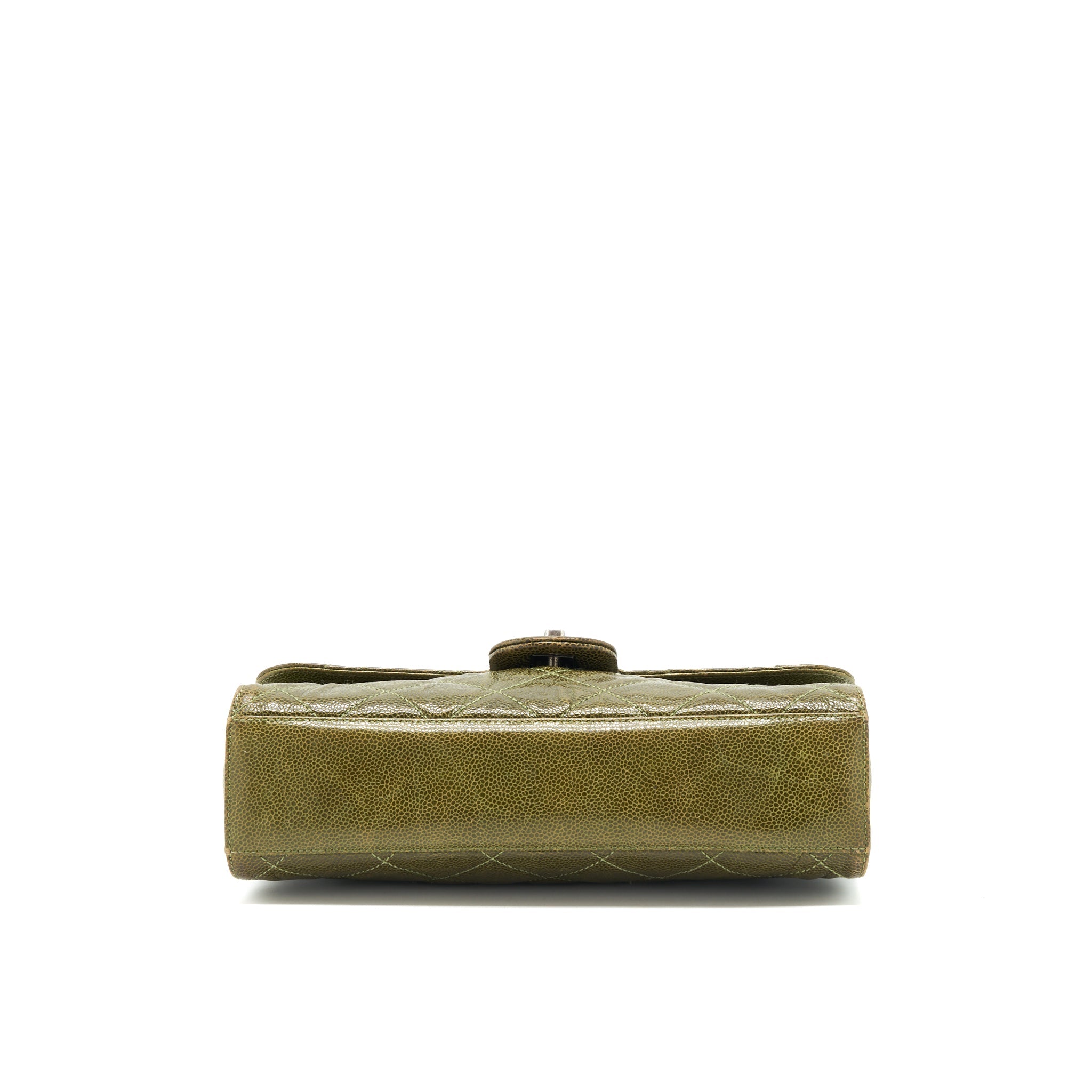 chanel-quilted-grained-calfskin-bag-olive-green-ruthenium-hardware