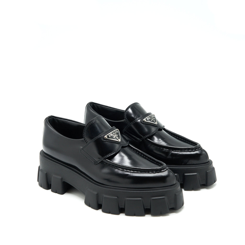 prada-size-37-monolith-brushed-leather-pointed-loafers-black