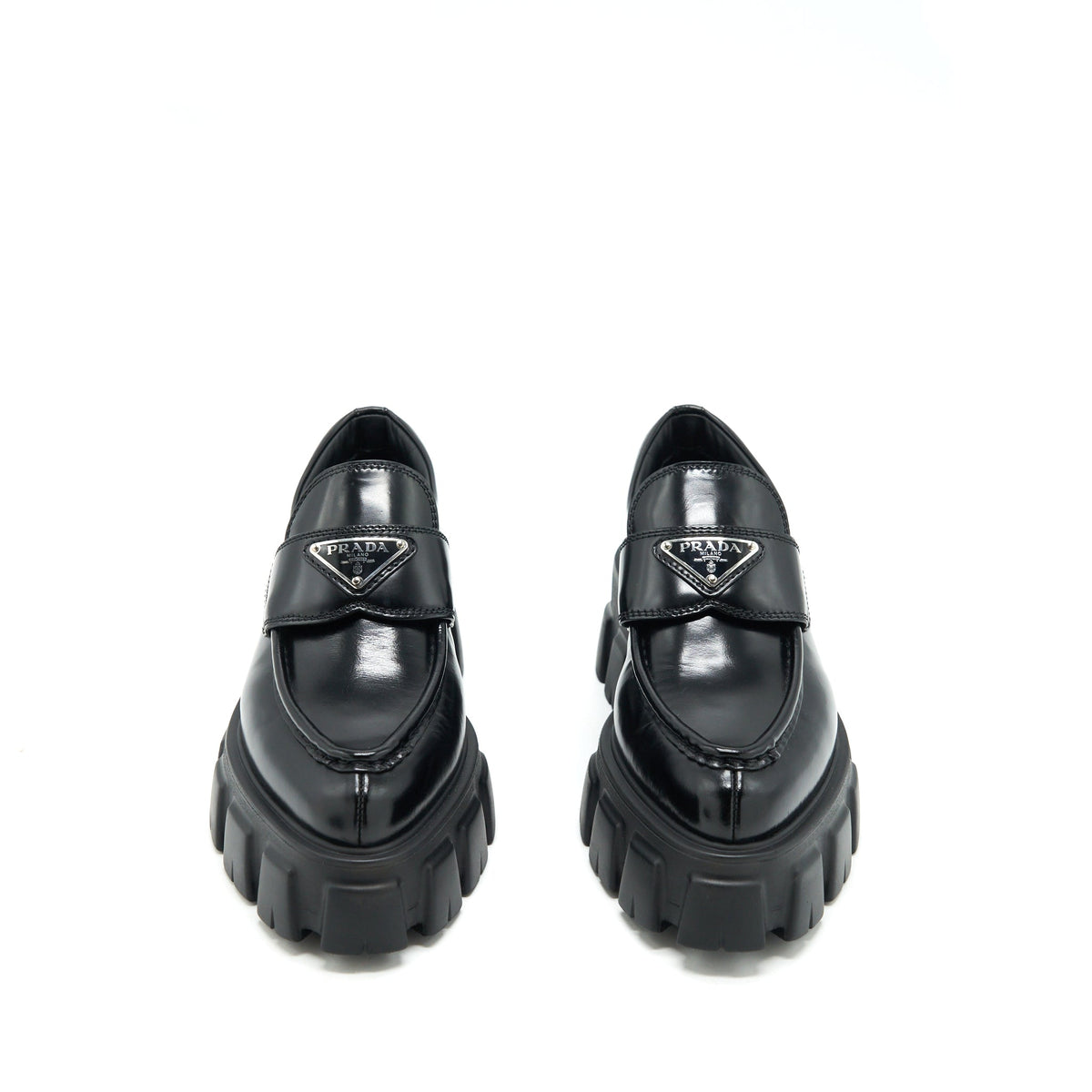 prada-size-37-monolith-brushed-leather-pointed-loafers-black