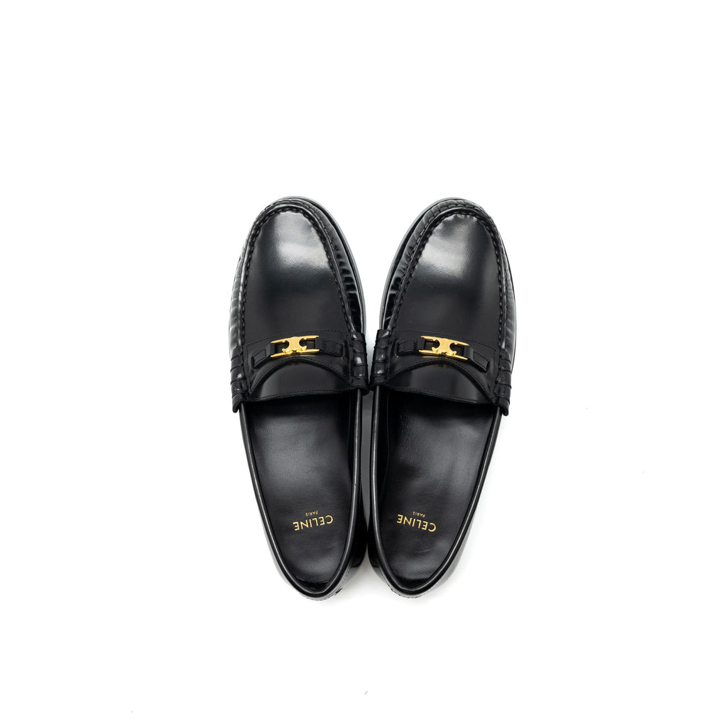 celine-size-37-luco-triomphe-loafer-black-ghw