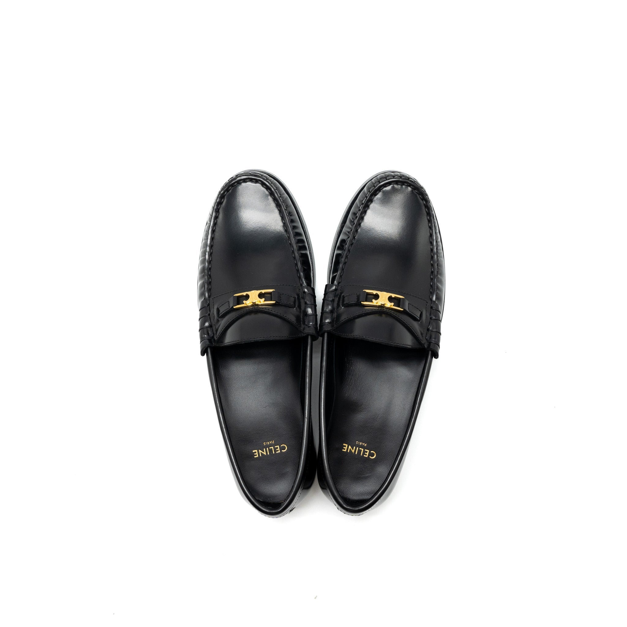 celine-size-37-luco-triomphe-loafer-black-ghw