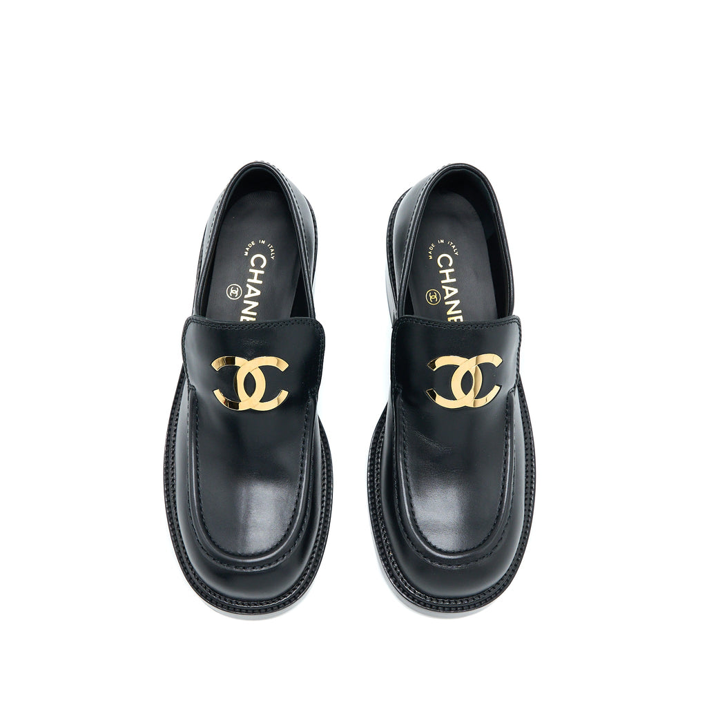 chanel-22k-size-38-loafer-leather-black-ghw